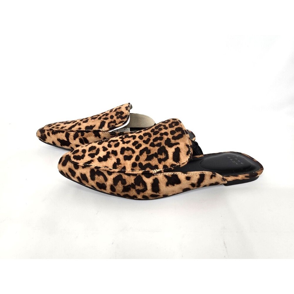 A New Day Womens Leopard Print Pointed Toe Flat Mules Brown Cardi Size 8.5